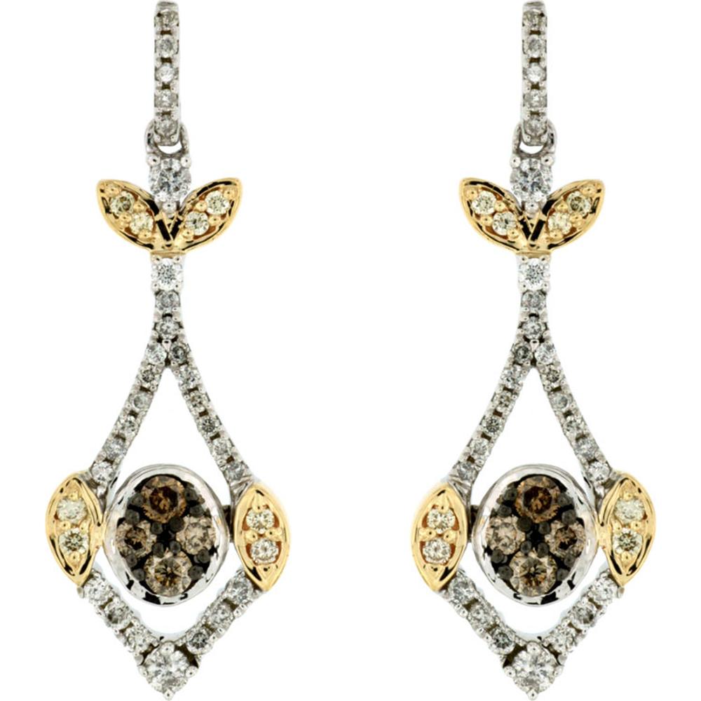 Royal 14K White Gold Multicolor Diamond Stud Earrings - 0.66 Carat Total Diamond Weight