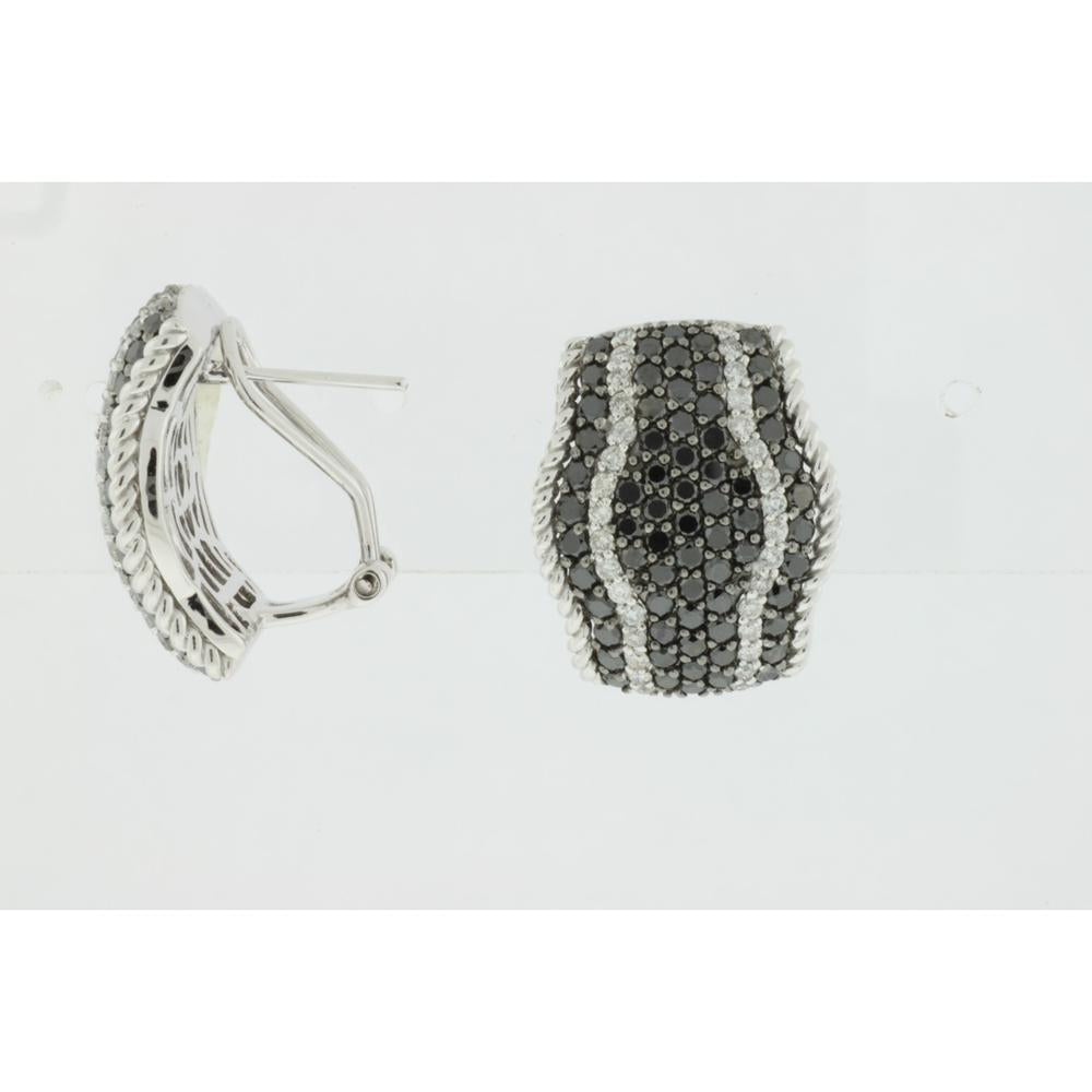 Royal 14K White Gold Mystique Black & White Diamond Earrings - 2.60 Carat Total Black Diamond Weight