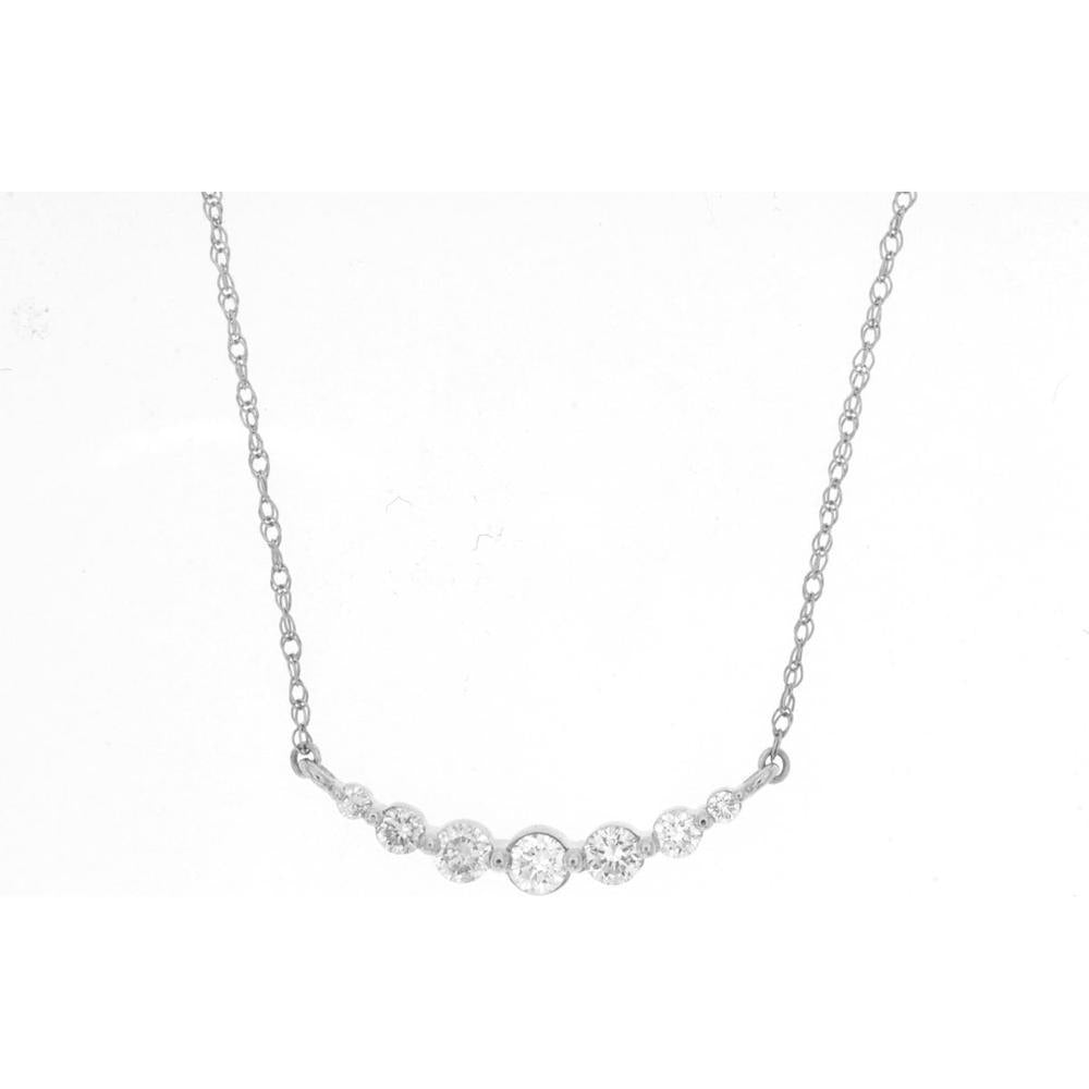 Royal 14K White Gold Necklace with 7 Round Diamonds - 0.25 Carats Total Diamond Weight