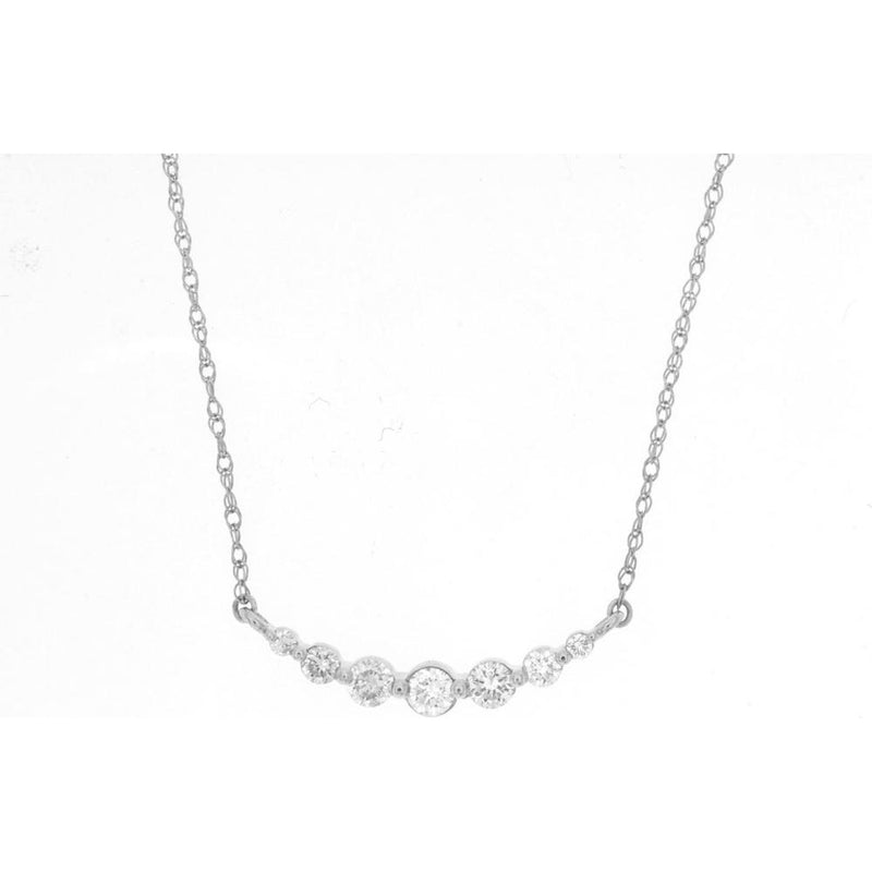 Royal 14K White Gold Necklace with 7 Round Diamonds - 0.25 Carats Total Diamond Weight
