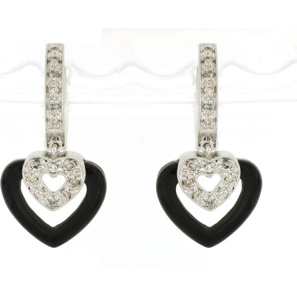 Royal 14K White Gold Onyx and Diamond Earrings - Exquisite Luxury Statement