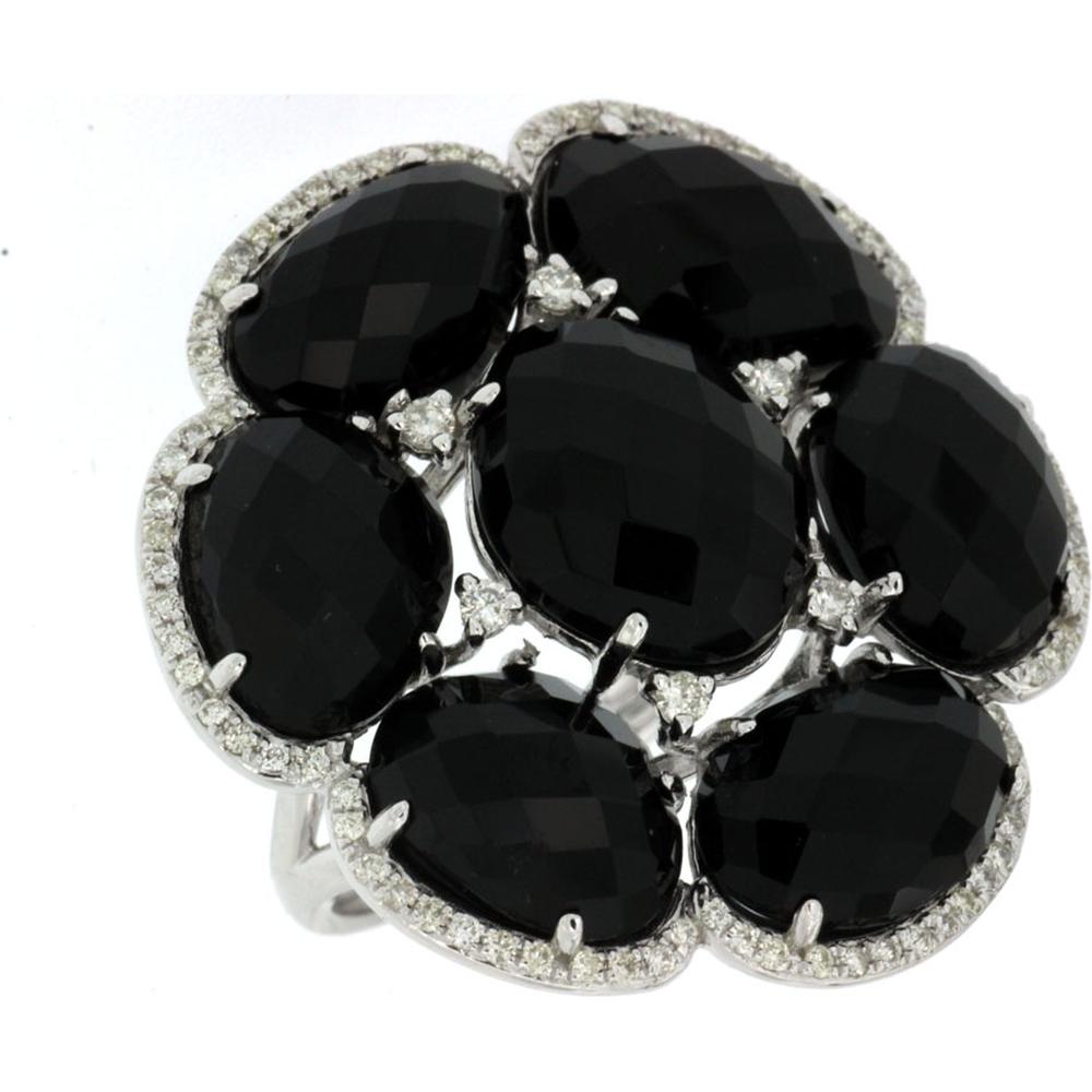 Royal 14K White Gold Onyx and Diamond Ring - Captivating Statement Piece