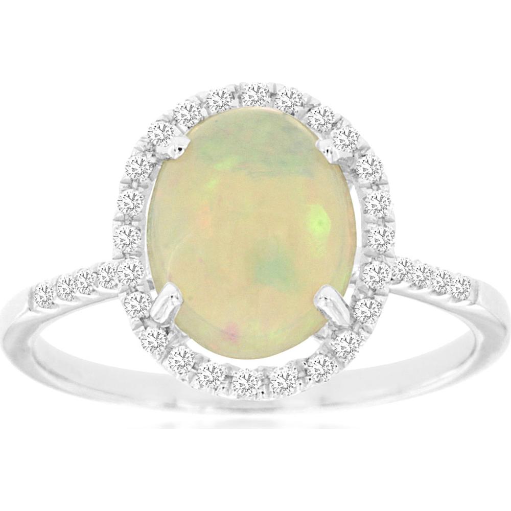 Royal 14K White Gold Opal & Diamond Ring - Ethereal Beauty