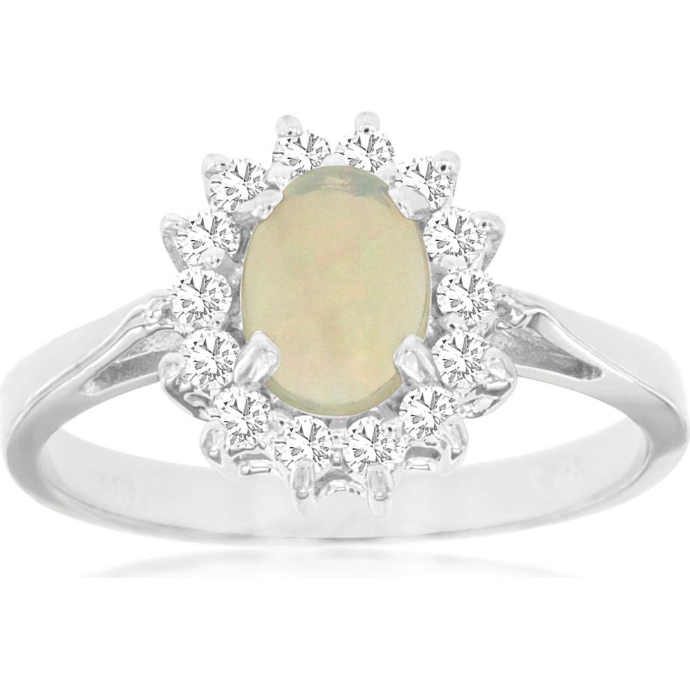 Royal 14K White Gold Opal and Diamond Ring - Ethereal Radiance