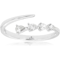 Royal 14K White Gold Open Ring with 0.25 Carat Pear-Shaped Diamonds