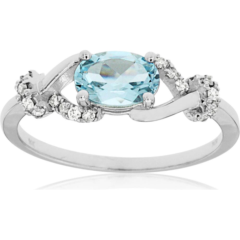 Royal 14K White Gold Oval Aquamarine & Diamond Ring - Timeless Elegance