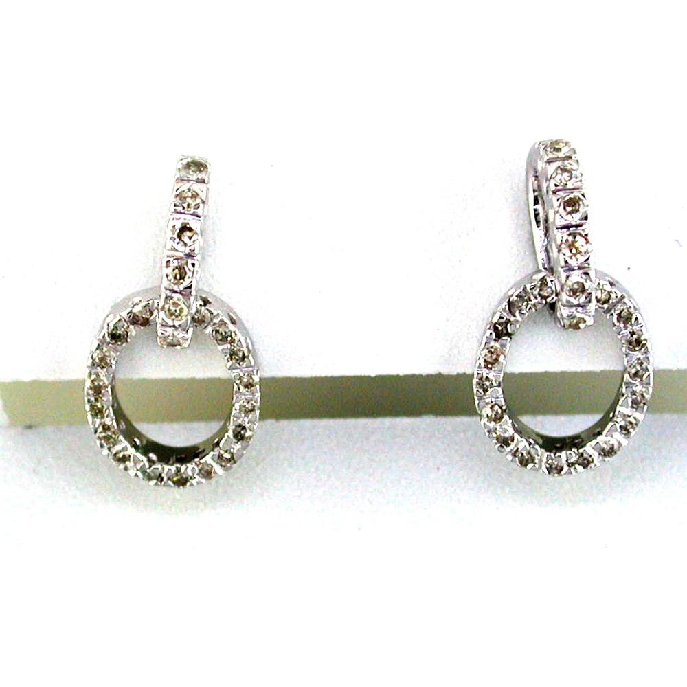 Royal 14K White Gold Oval Diamond Earrings - 0.36 Carat Total Diamond Weight