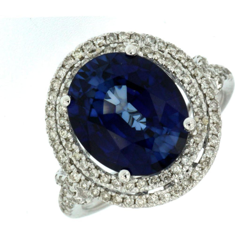 Royal 14K White Gold Oval Diamond Special Cut Ring - 6.50 Carat Total Diamond Weight