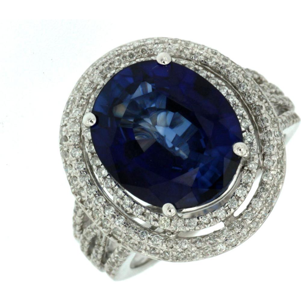 Royal 14K White Gold Oval Diamond Statement Ring - 8.75 Carat Total Diamond Weight
