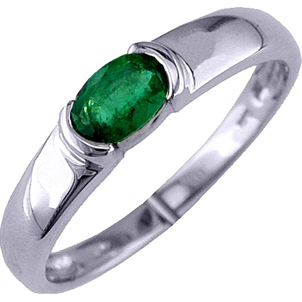 Royal 14K White Gold Oval Emerald Ring - 0.45 Carat Total Gem Weight