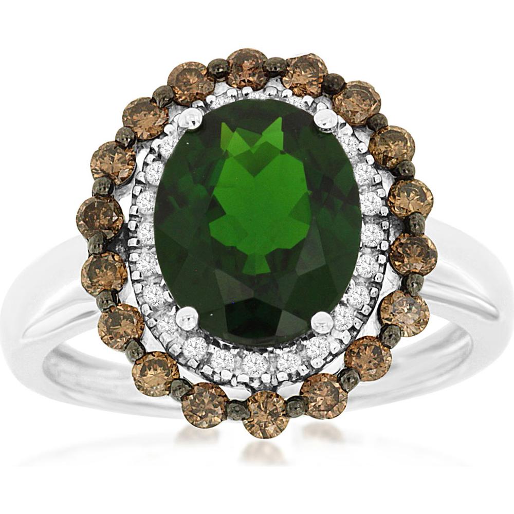 Royal 14K White Gold Oval Russalite and Diamond Ring - 2.50 Carat Russalite, 0.10 Carat Diamond Total Weight