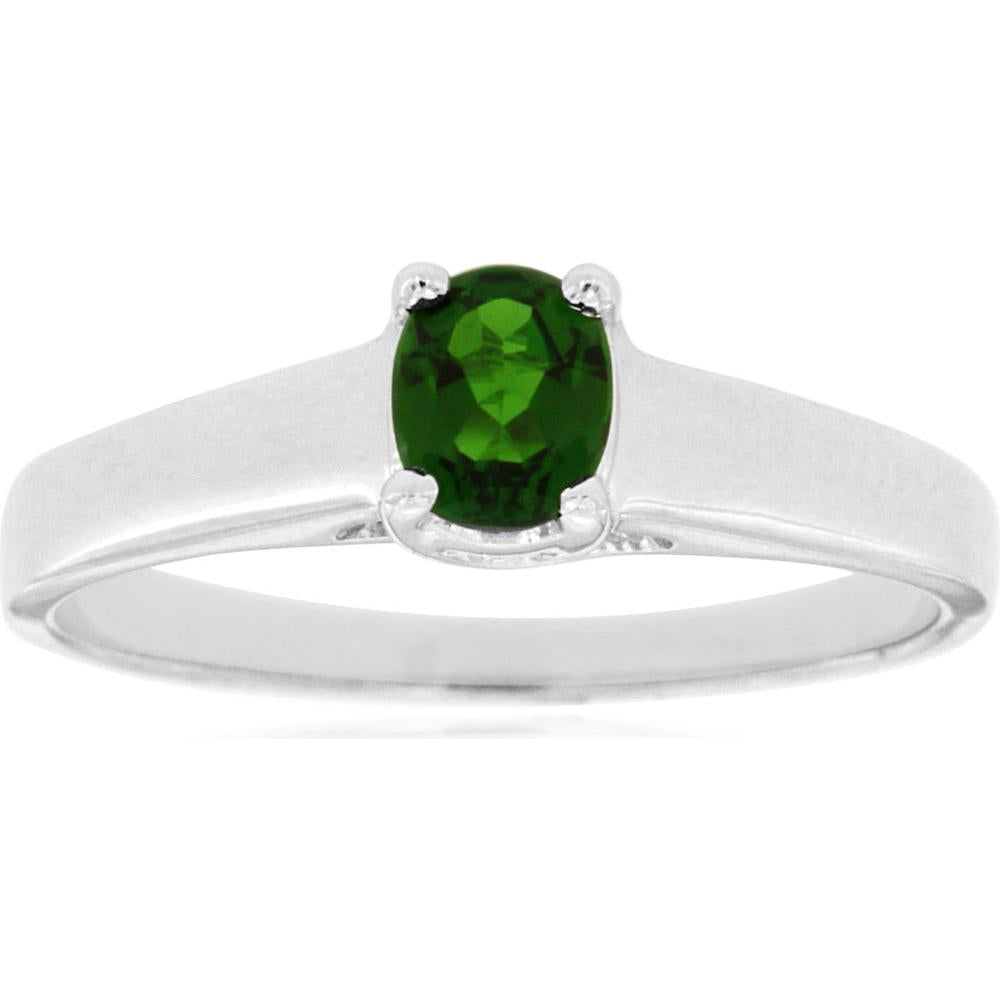 Royal 14K White Gold Oval Russalite and Diamond Ring - Exquisite Elegance