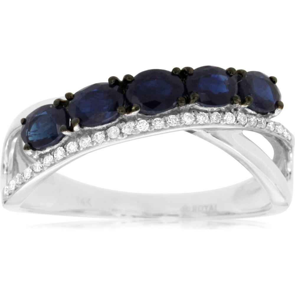 Royal 14K White Gold Oval Sapphire & Diamond Halo Ring - 1.25 Carat Sapphire