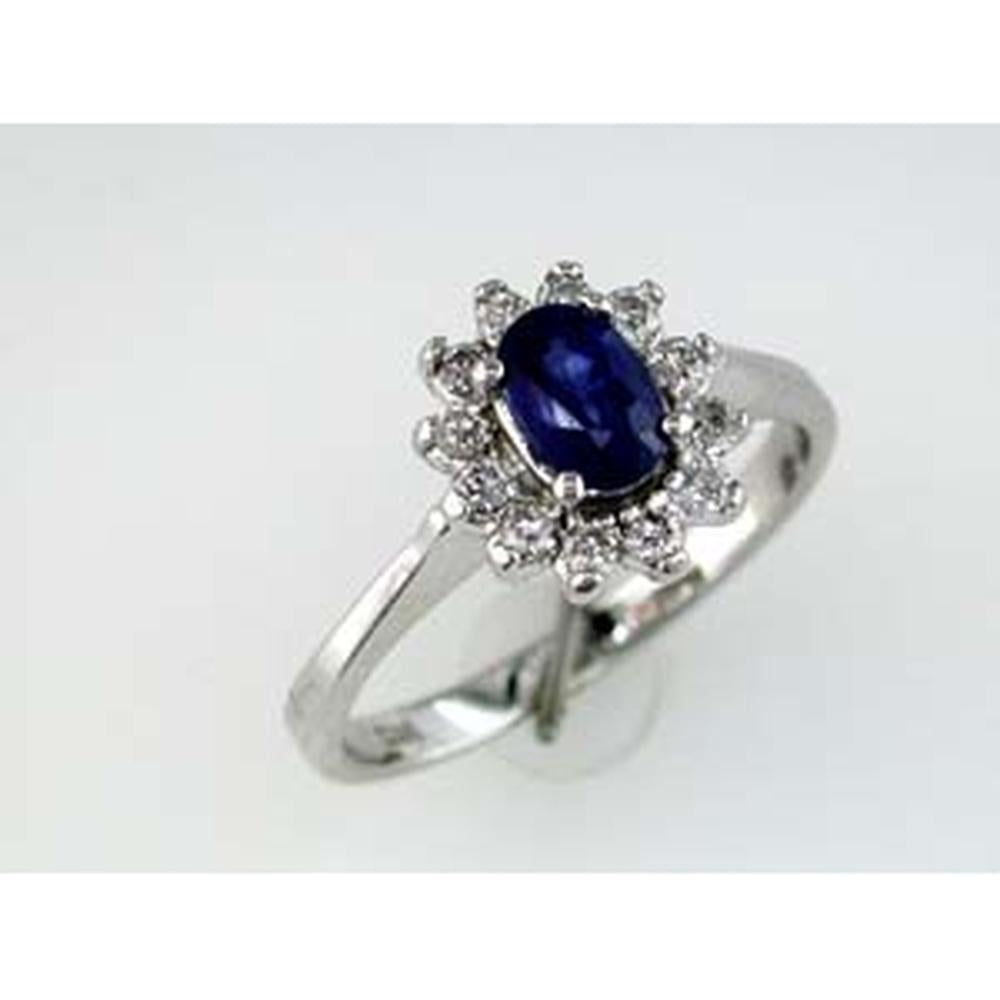 Royal 14K White Gold Oval Sapphire & Diamond Ring - 1.05 Carat Total Gem Weight