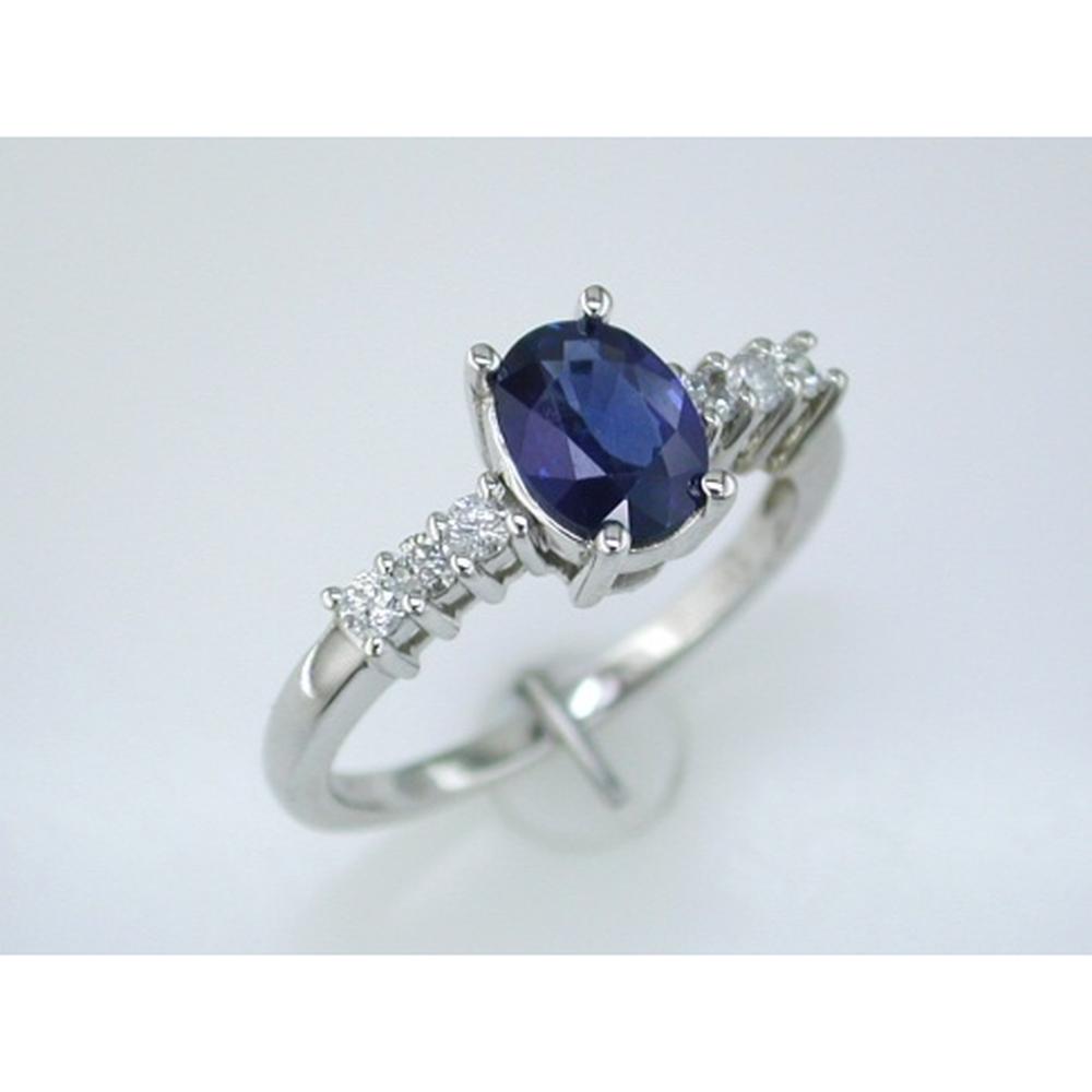Royal 14K White Gold Oval Sapphire and Diamond Ring - 1.40 Carat Sapphire, 0.24 Carat Diamonds