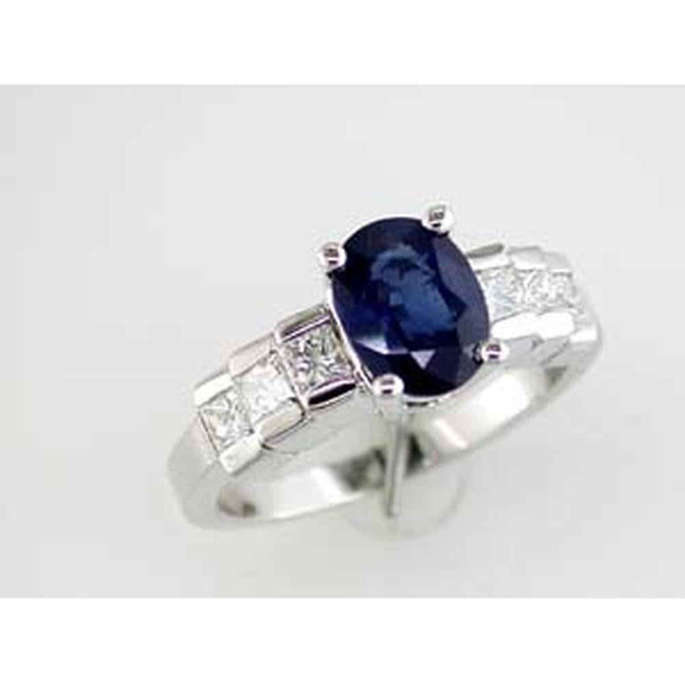 Royal 14K White Gold Oval Sapphire & Diamond Ring - 1.40 Carat Total Gem Weight