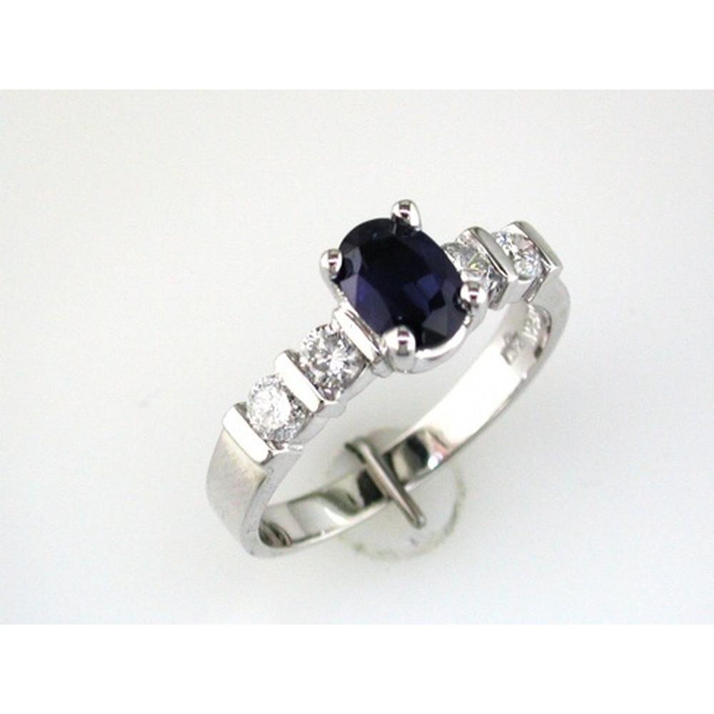 Royal 14K White Gold Oval Sapphire & Diamond Ring - 1.45 Carat Total Gem Weight
