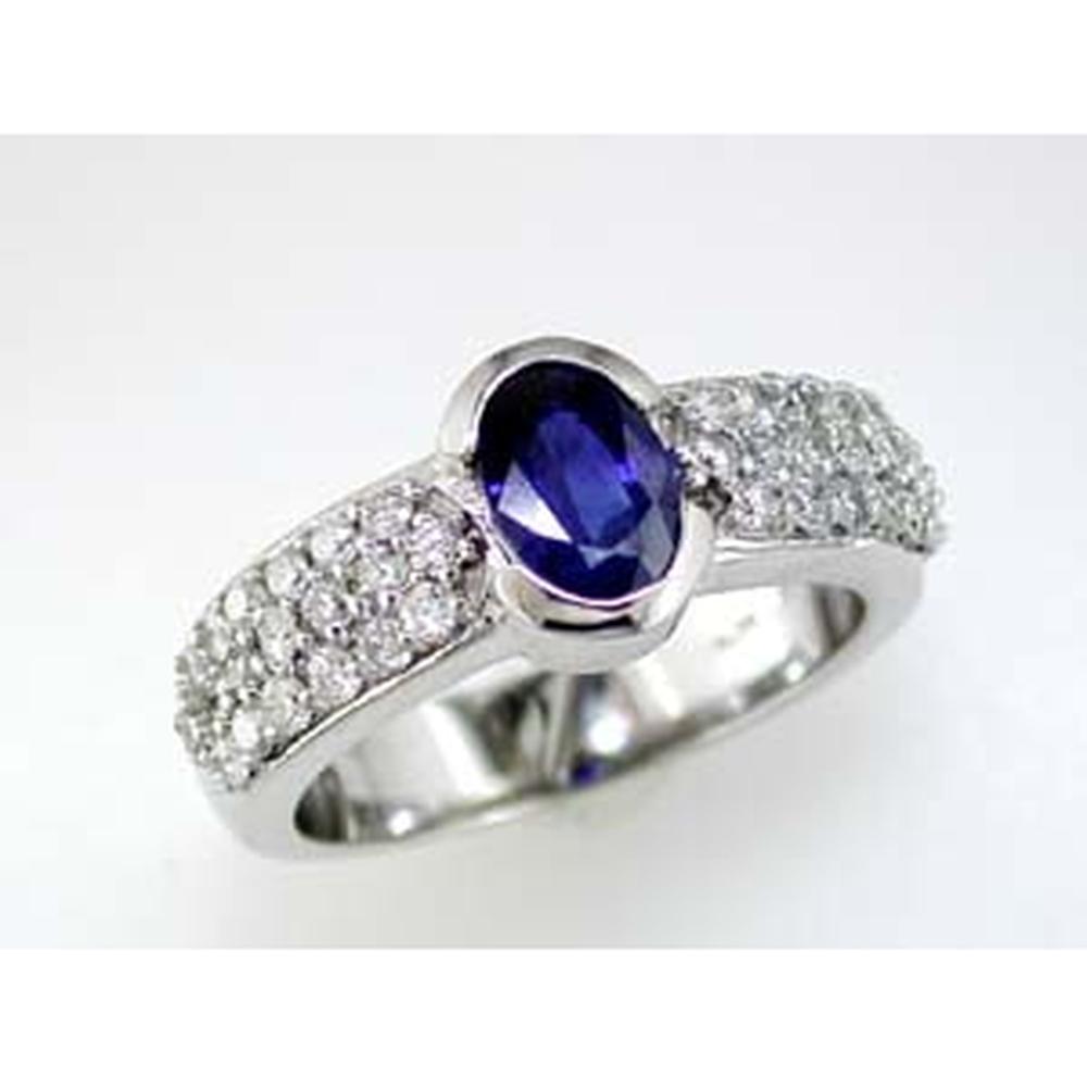 Royal 14K White Gold Oval Sapphire & Diamond Ring - 1.78 Carat Total Gem Weight