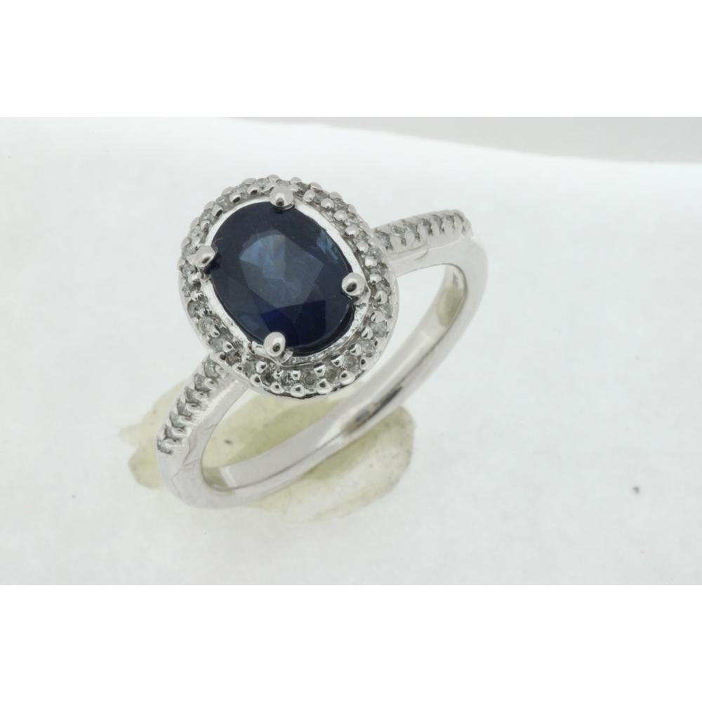 Royal 14K White Gold Oval Sapphire and Diamond Ring - 2.00 Carat Total Gem Weight