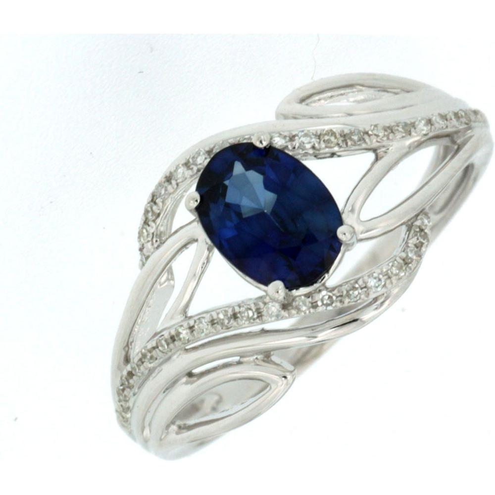 Royal 14K White Gold Oval Sapphire & Diamond Ring - Timeless Elegance