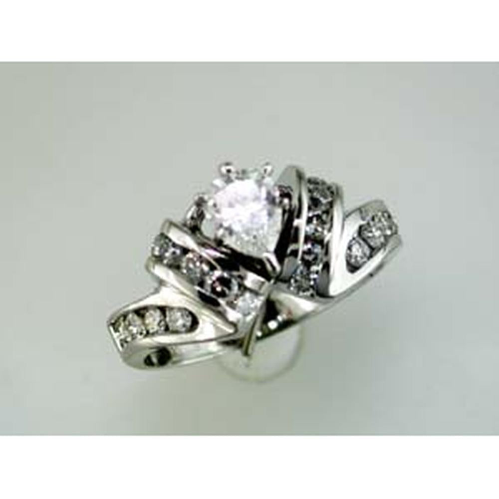 Royal 14K White Gold Pear Diamond Engagement Ring - 1.10 Carat Total Diamond Weight
