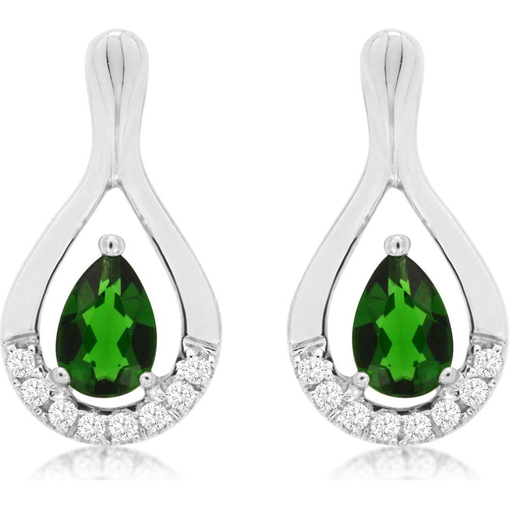 Royal 14K White Gold Pear Russalite and Diamond Earrings - Timeless Beauty
