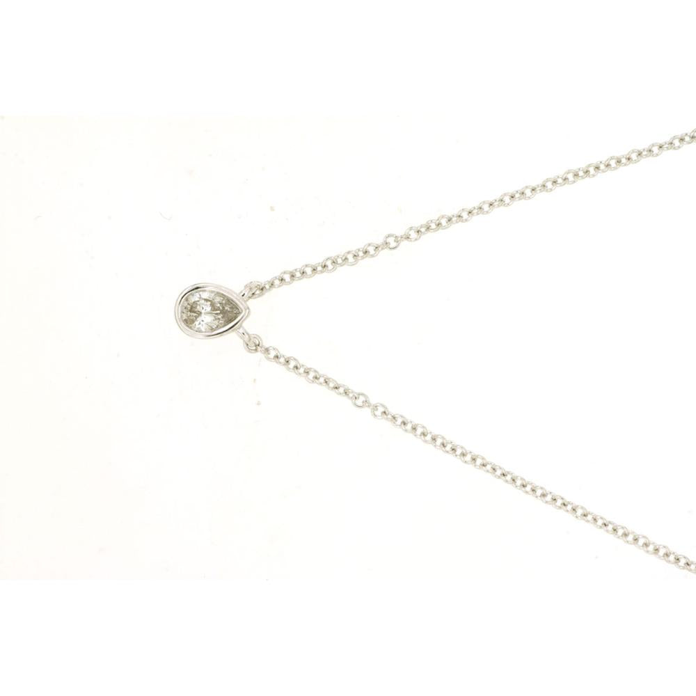 Royal 14K White Gold Pear-Shaped Diamond Pendant Necklace - 0.10 Carats Total Diamond Weight