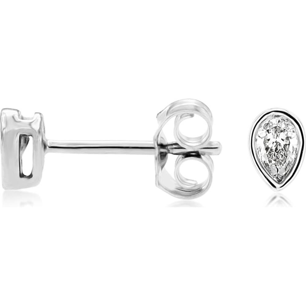 Royal 14K White Gold Pear-Shaped Diamond Stud Earrings - 0.19 Carats Total Diamond Weight