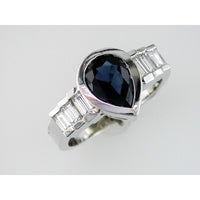 Royal 14K White Gold Pear-Shaped Sapphire & Diamond Ring - 0.45 Carat Sapphire, 0.22 Carat Diamond Total Weight