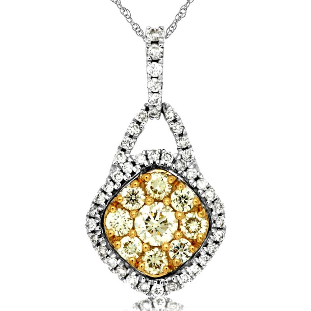 Royal 14K White Gold Pendant with 0.52 Carats Yellow Diamonds and 0.26 Carats White Diamonds