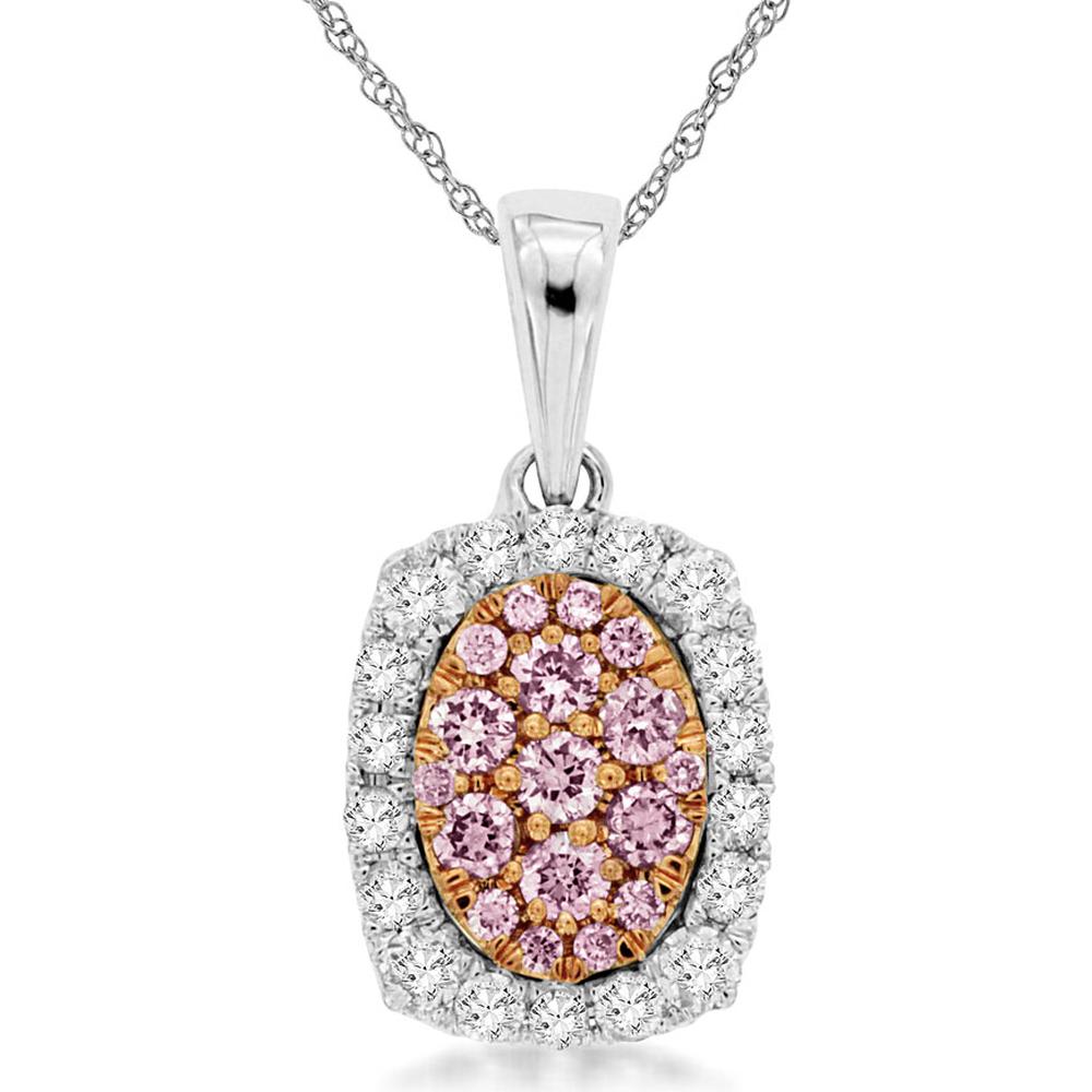 Royal 14K White Gold Pendant with Pink and White Diamonds - 0.57 Carats Total Diamond Weight