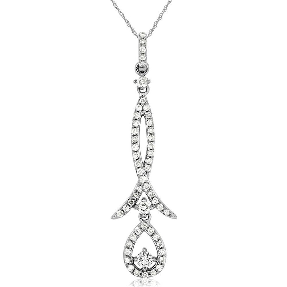 Royal 14K White Gold Pendant with Teardrop Design and 0.31 Carat Diamonds