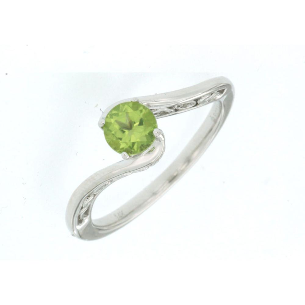 Royal 14K White Gold Peridot & Diamond Ring - 0.50 Carats Peridot with Diamond Accents