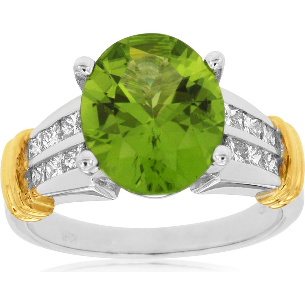 Royal 14K White Gold Peridot and Diamond Ring - Nature's Elegance
