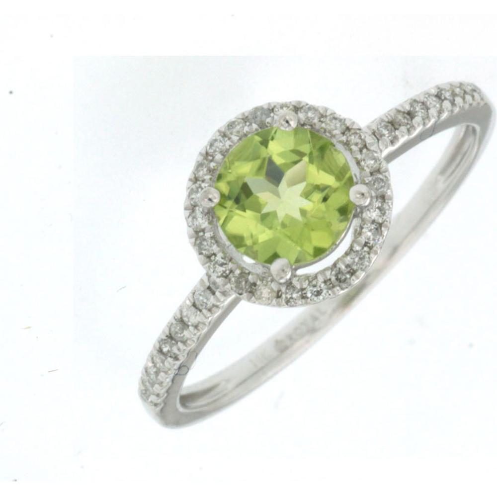 Royal 14K White Gold Peridot and Diamond Ring - Timeless Elegance