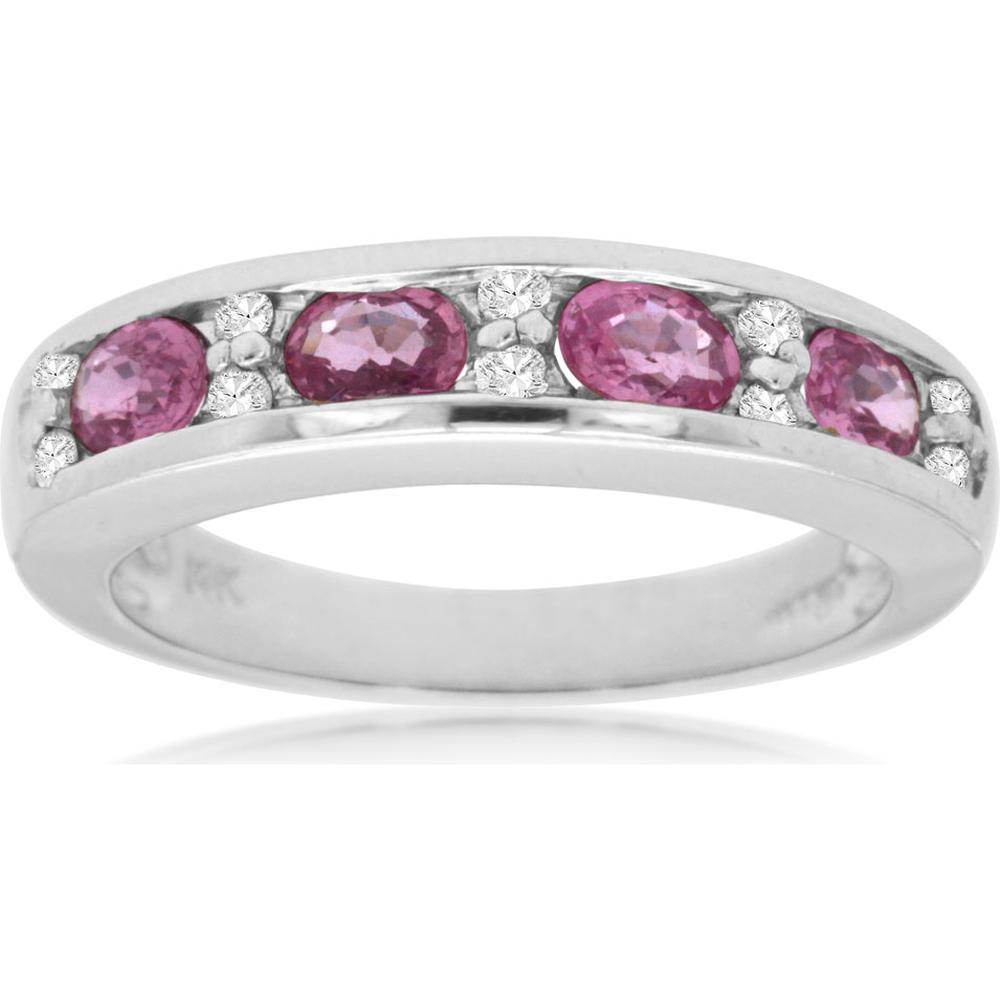 Royal 14K White Gold Pink Sapphire & Diamond Band - Timeless Elegance