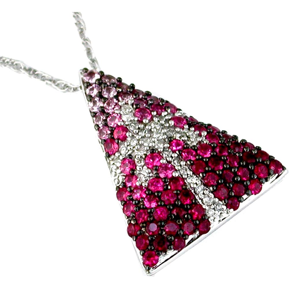 Royal 14K White Gold Pink Sapphire & Diamond Halo Pendant - 1.60 Carat Total Gem Weight