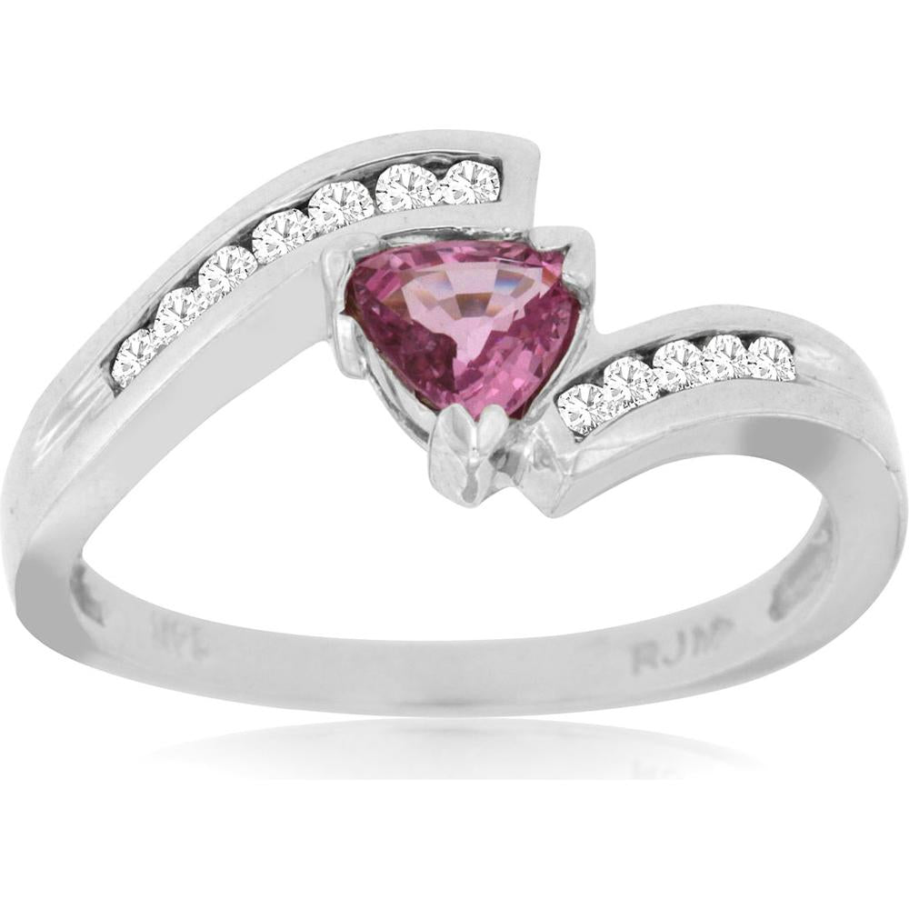 Royal 14K White Gold Pink Sapphire & Diamond Halo Ring - Exquisite Elegance