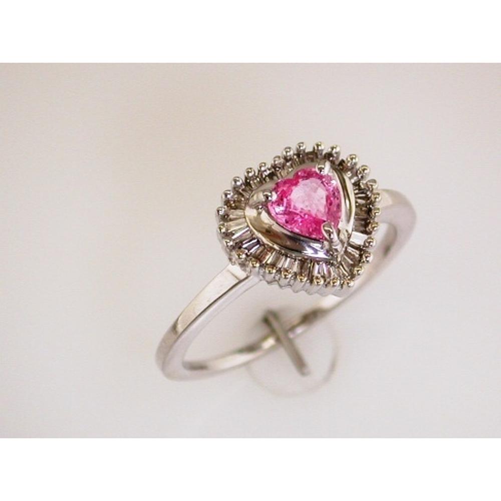 Royal 14K White Gold Pink Sapphire and Diamond Heart Ring - 0.88 Carat Total Gem Weight