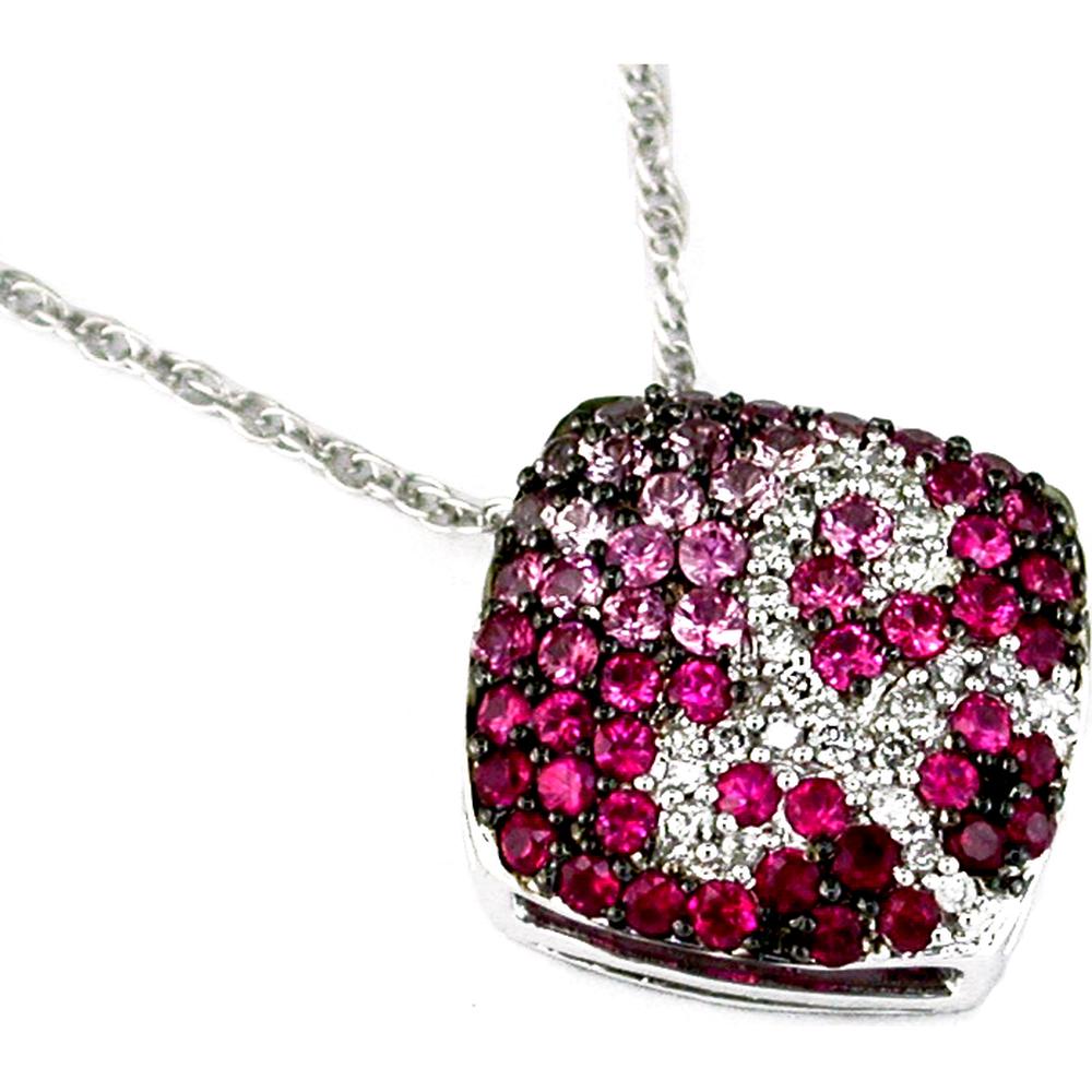 Royal 14K White Gold Pink Sapphire & Diamond Pendant - 1.45 Carat Total Gem Weight