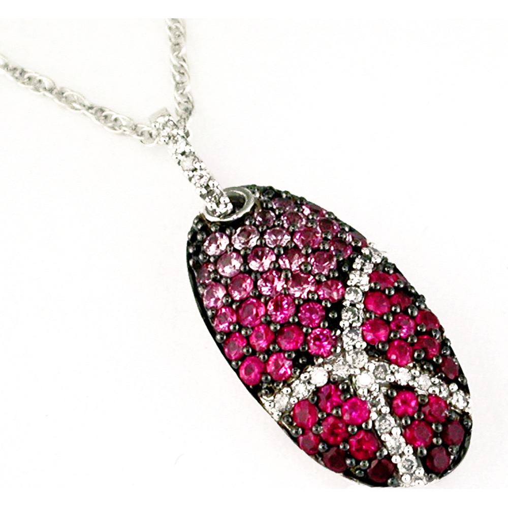 Royal 14K White Gold Pink Sapphire & Diamond Pendant - Elegant Feminine Charm