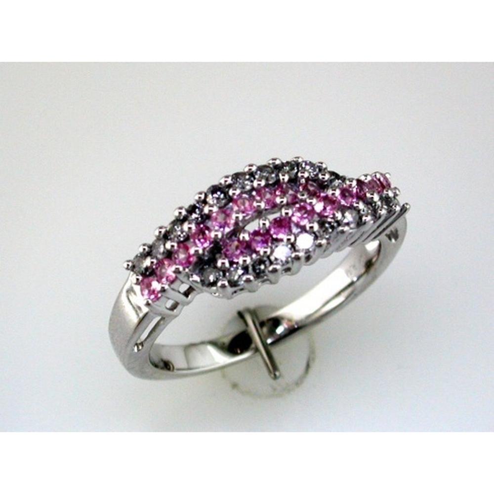 Royal 14K White Gold Pink Sapphire & Diamond Ring - 0.40 Carat Pink Sapphire, 0.33 Carat Diamond Total