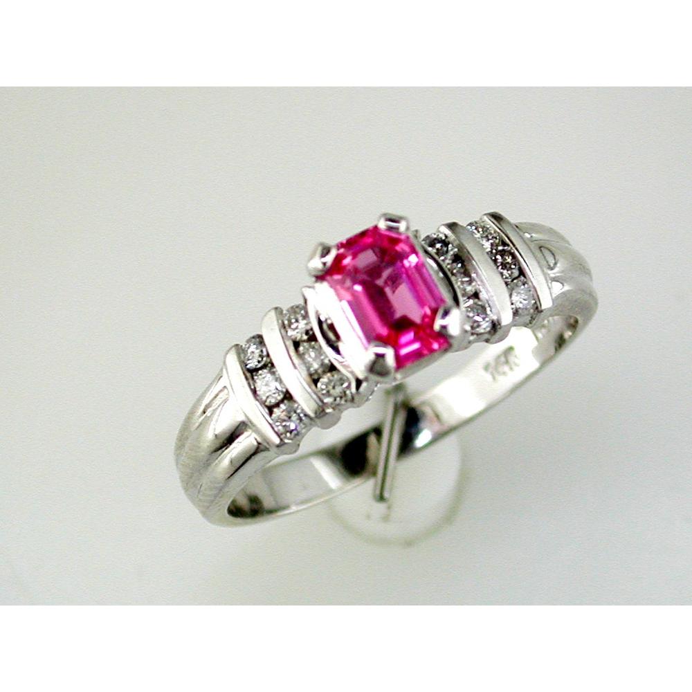 Royal 14K White Gold Pink Sapphire & Diamond Ring - 0.70 Carat Pink Sapphire, 0.23 Carat Total Diamond Weight