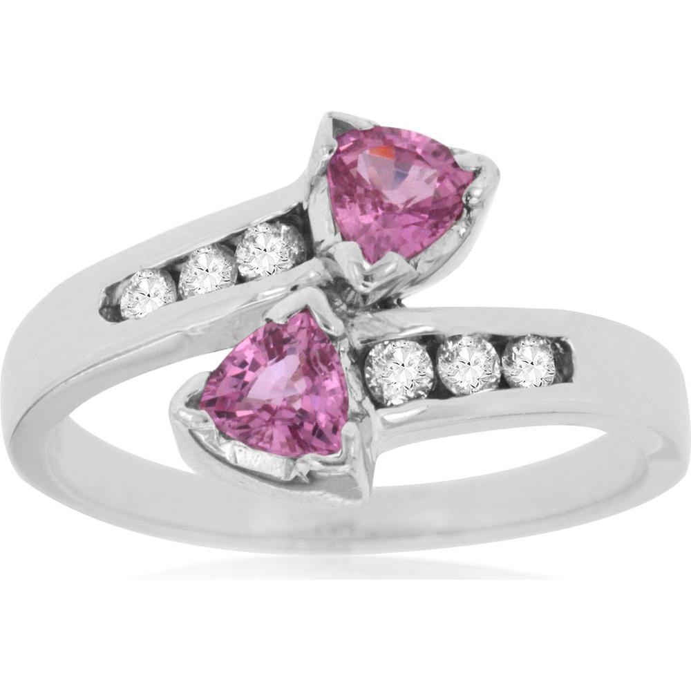 Royal 14K White Gold Pink Sapphire & Diamond Ring - 1.00 Carat Total Gem Weight