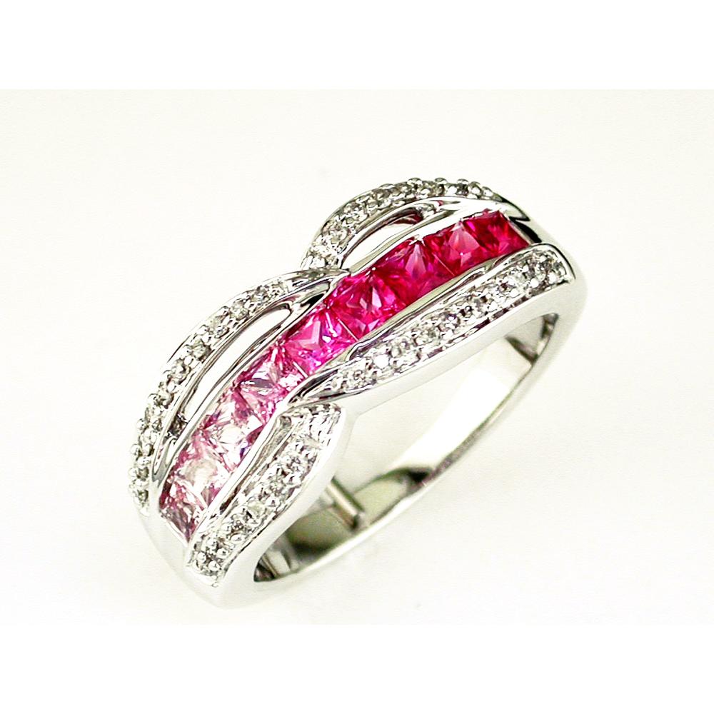 Royal 14K White Gold Pink Sapphire & Diamond Ring - 1.20 Carat Pink Sapphire, 0.20 Carat Diamond Total