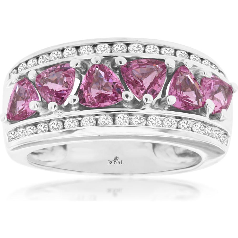 Royal 14K White Gold Pink Sapphire & Diamond Ring - 2.30 Carat Pink Sapphire