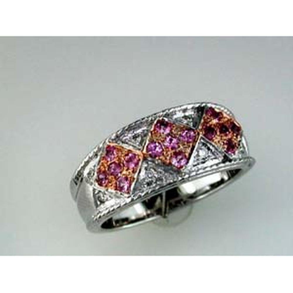 Royal 14K White Gold Pink Sapphire & Diamond Ring - Stunning Elegance