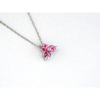 Royal 14K White Gold Pink Sapphire Three Stone Necklace - 0.25 Carat Total Sapphire Weight