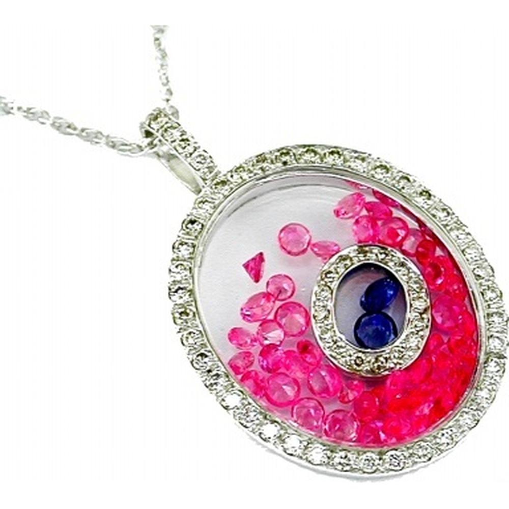 Royal 14K White Gold Pink Spinel and Diamond Halo Pendant - 1.00 Carat Spinel, 2.00 Carat Diamonds