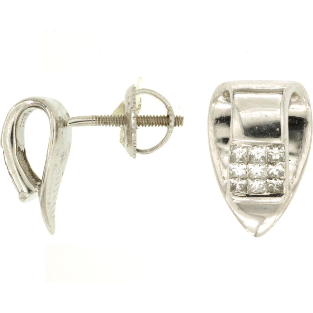 Royal 14K White Gold Princess Cut Diamond Earrings - 0.27 Carat Total Diamond Weight